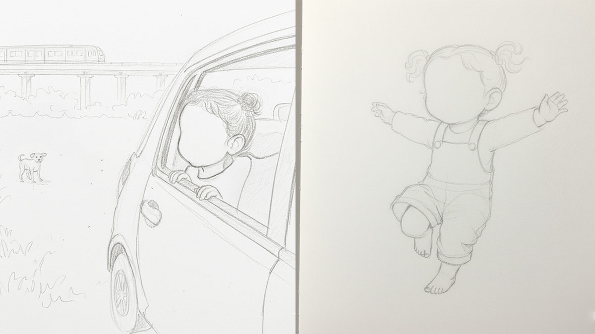 Kids Illustrated Board Book Paper Sketches